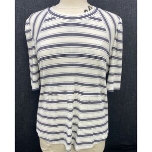 Wit & Wisdom Women's Blue And White Striped Round Neck‎ Short Sleeve XL